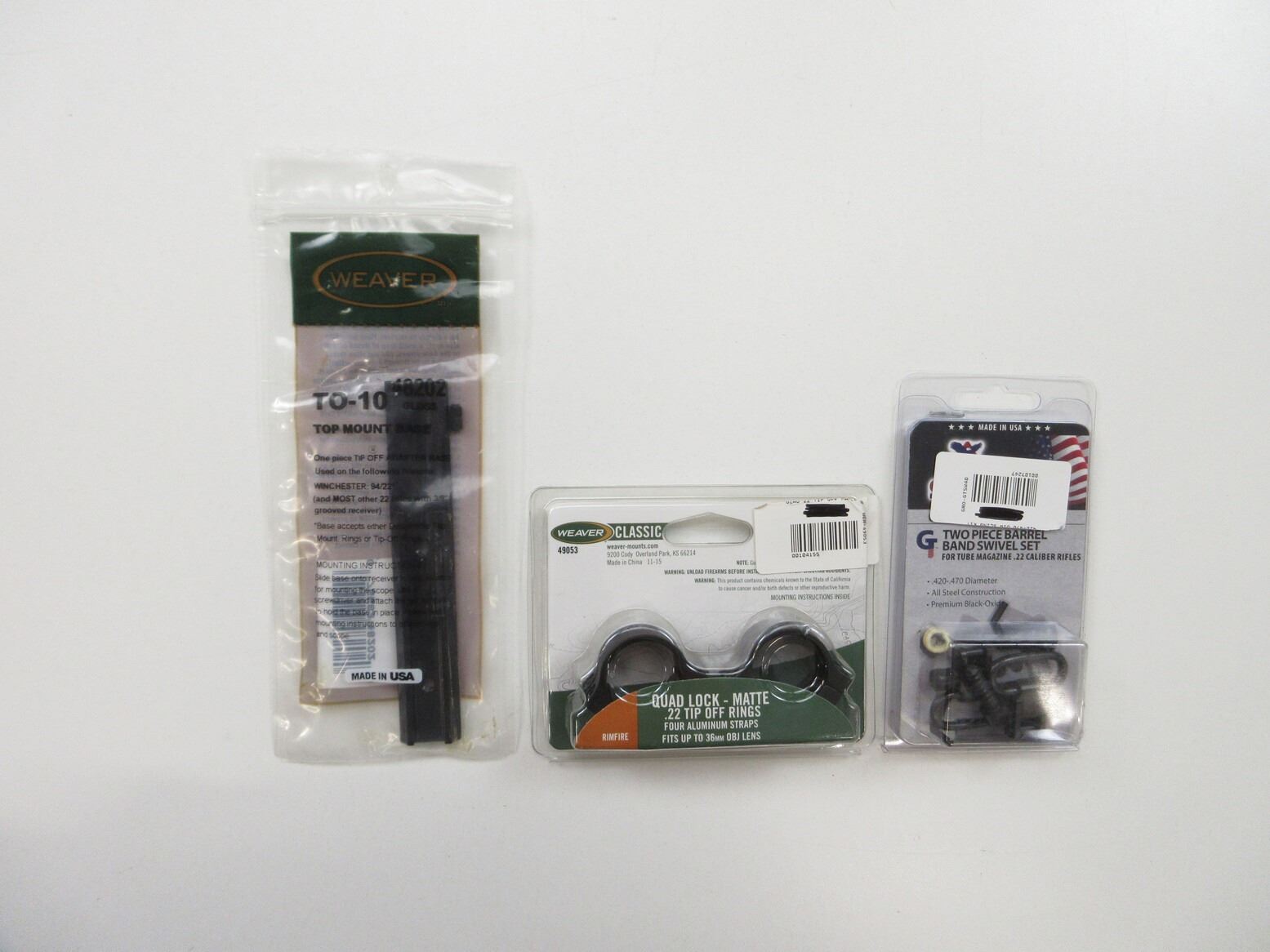 WEAVER .22 TIP OFF SCOPE RINGS WITH BASE & SWIVELS