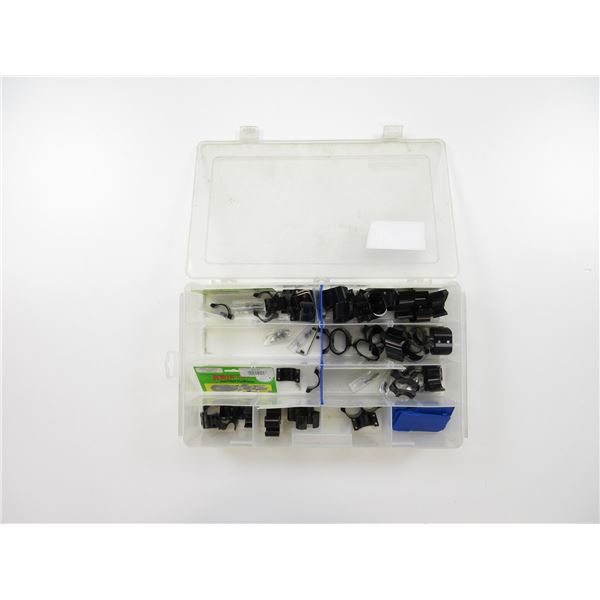 ASSORTED BIN OF SCOPE RING PARTS