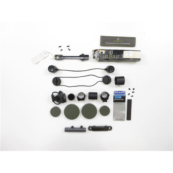 ASSORTED SCOPE MOUNTS AND CAPS LOT
