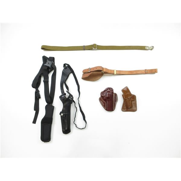 ASSORTED LEATHER & NYLON HOLSTERS ETC