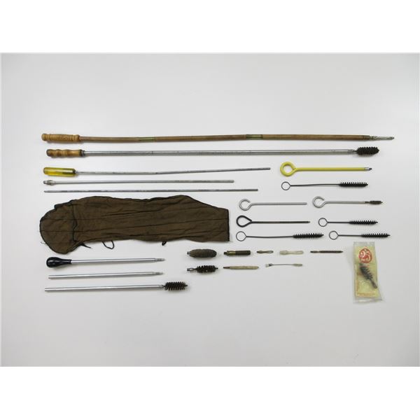 ASSORTED CLEANING RODS, BRUSHES, JAGS, ETC. LOT
