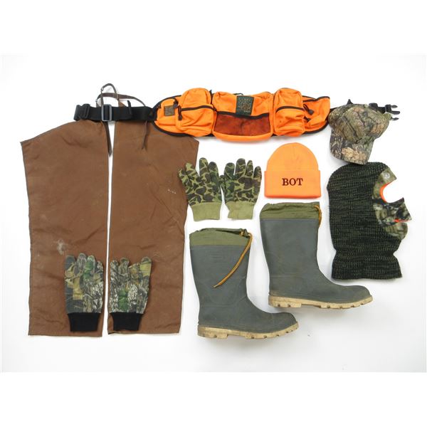 KAMIK WATERPROOF WINTER BOOTS WITH LINER, SIZE 11, CHAPS, MAD DOG GEAR MULTI-COMPARTMENT PACK, BALAC