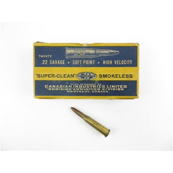 COLLECTIBLE DOMINION .22 SAVAGE AMMO