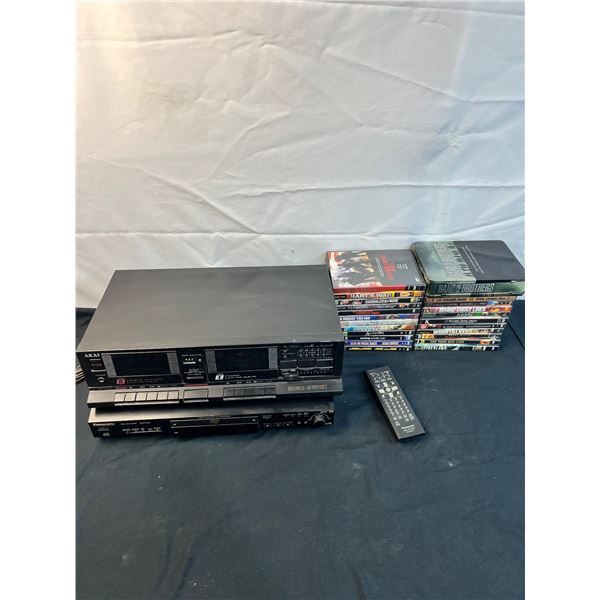 Acai Double Tape Deck, Panasonic DVD Player & Assorted DVD's