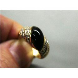 Beautiful Ring W/ Black Stone and Diamonds on Each Side (31)