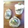 Image 1 : Lot of 3 Snuff Bottles:  2 are reverse Glass Painted from Inside, frogs, Grasshopper, 3rd is carved 