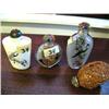 Image 1 : Lot of 4 "  1 is bone with 4 turtles, 2 are glass with birds painted on inside and last one is made 
