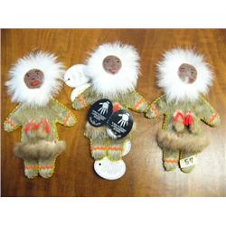 Lot of 3:    7 1/2" Sealskin Flat Dolls by Flora Wassile of Togiak, AK (1)
