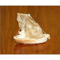 2" Fossilized Ivory Boat by Thomas Pushruk of King Island (1)