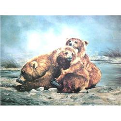 Grizzly Bear Print by Annette Hartzell Double Matted and Framed, Image Size 16"x 20" (6)