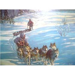 Scotty McDaniel's Print 280/950 Signed and Numbered Dog Team Race  Image Size:   22" x 25" (6)