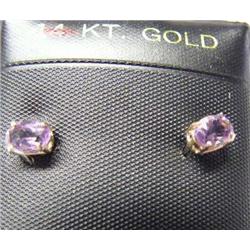 Pair of 10k Gold Amethyst earrings weight approx 1/2 carat (100)