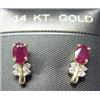 Image 1 : 14k Gold Ruby and Diamond Earrings (100)