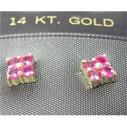 Pair of 14k Gold Ruby Earrings (100)