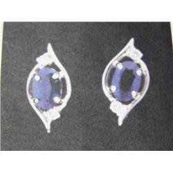 Sapphire and Diamond Earrings 14k Gold (100)