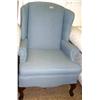 Image 1 : Blue Queen Anne Leg Wingback Chair Like New  (10)