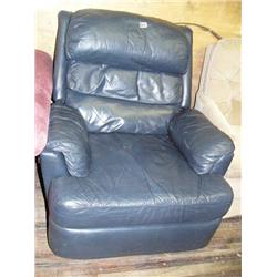 Very Nice Blue Leather Recliner (66)