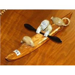 13" Wood baleen and Soapstone Kayak by Jessie Higgins (1)