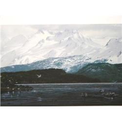 Signed and Numbered Print by Ed Tussey 914/950 "Northern Enhydra Lutris"  Image Size is: 14" x 24" (