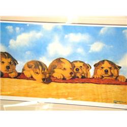 Double matted and framed 422/950 Machetanz Print Image Size is: 17" x 32"  "The Grass is: Always Gre