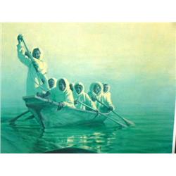 Signed and Numbered Print Double Matted and Framed 244/950 f. Machetanz  matted and Framed, Image Si