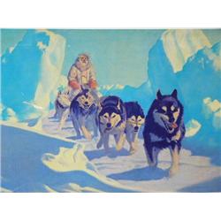 381/950 Double Matted and Framed Print by Fred Machetanz  Image Size is:  20" x 32"  "Trail through 