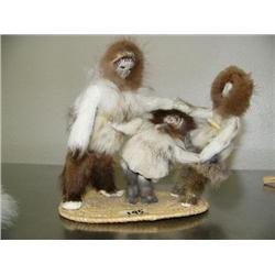 Group of 3 Dolls mounted on grass mat (74)