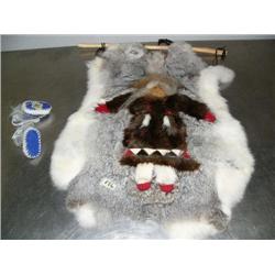 16"  Wall Hanging doll with wood face and Miniature pair of hand made Slippers (74)