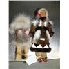 Image 1 : 13" Eskimo Doll with Wood face and Smaller Eskimo Doll 11" with Leather face (74)