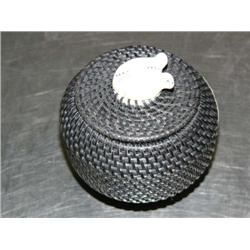 3" Baleen Basket with 2 Carved Seal Finial by Carl Hank (1)