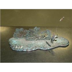 10" x 3" tall Bronze sculpture of Fisherman and a Dog  (13)