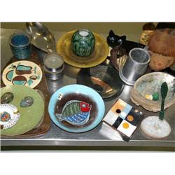 Assortment of Art:  Pottery, Brass, etc.  (13)