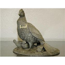 7" Tall Grouse  Robert K Davis 1981 Franklin Mint Pewter Sculpture  (13)