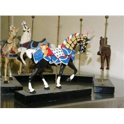 Collection of 5 Carousel Figures 7500 limited Edition  3 horses, rabbit and a bear,  to top of Brass