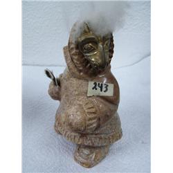 6 1/2" Soapstone Dancer with a Silver Wolf Spirit Mask Face by EL  (33)