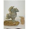 Image 1 : 9" Dancing Bear Soapstone by EL and 4" mammoth Ivory Wolf with Cracks in it(33)