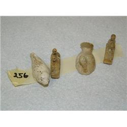 Lot of 4 Bone Carvings:  Seal, 2 men on a sled, Duck and 2 more men on sled, from bone imported