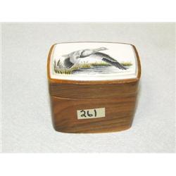 Wood Box with Scrimshawed Ivory Top with Flying Goose, Fabulous Quality by B. Conner (33)