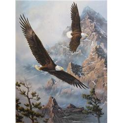 Print of 2 Eagles by Kelley, 1570/1590 Image Size  23 x 18"  Double Matted (6)