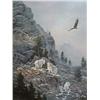 Image 1 : Print 206/950  by Kelley   3 Billy goats and soaring eagle Image Size  29 1/2" x 20"  Double Matted 