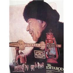 Print Double Jon Van Zyle Iditarod Poster some Fading  signed Image Size  21" x 16"  (6)