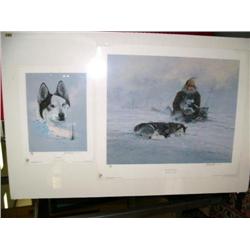 Jon Van Zyle 1990 Iditarod print suite of 2 555/580   Image Size  17" x 21" on big one and 12" x 9" 