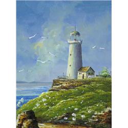 Original Oil Painting of Lighthouse by James Saway?  Image Size  16" x 12"  (1)