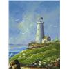Image 1 : Original Oil Painting of Lighthouse by James Saway?  Image Size  16" x 12"  (1)