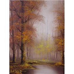 Original Oil Painting Image Size  16" x 12"  Framed Fall River Scene by Ian Lawer (1)