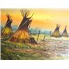 Image 1 : Original Oil Image Size  8" x 10"  Indian Teepees on plain   by R. Portillo (1)