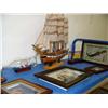 Image 1 : 21" Model Ship, 3 Ships in bottles, Lighthouse, Framed Half Ship Model, Framed Knots, Framed Dagger,