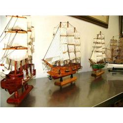 Collection of 4 19" Long 18" high 3 Masted Sailing Ships (8888)
