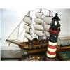 Image 4 : Model ship in case, 3 masted sailing ships 21" long 2 ships in bottles, Lighthouse, Fine Wine Sign, 