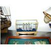 Image 7 : Model ship in case, 3 masted sailing ships 21" long 2 ships in bottles, Lighthouse, Fine Wine Sign, 